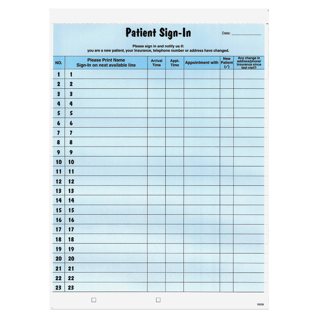 TABBIES DIV 14531 Tabbies Patient Sign-In Label Forms, Blue, Pack of 125 TABBIES DIV 14531 Tabbies Patient Sign-In Label Forms, Blue, Pack of 125