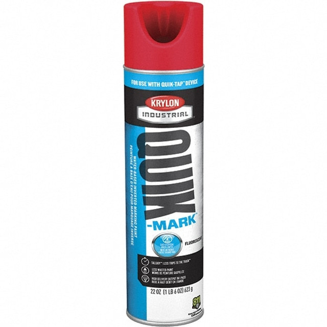 Krylon QT0361000 Striping & Marking Paints & Chalks; Product Type: Marking Paint ; Color Family: Red ; Composition: Water Based ; Color: Fluorescent Red ; Container Size: 22.00 oz ; Coverage: 864