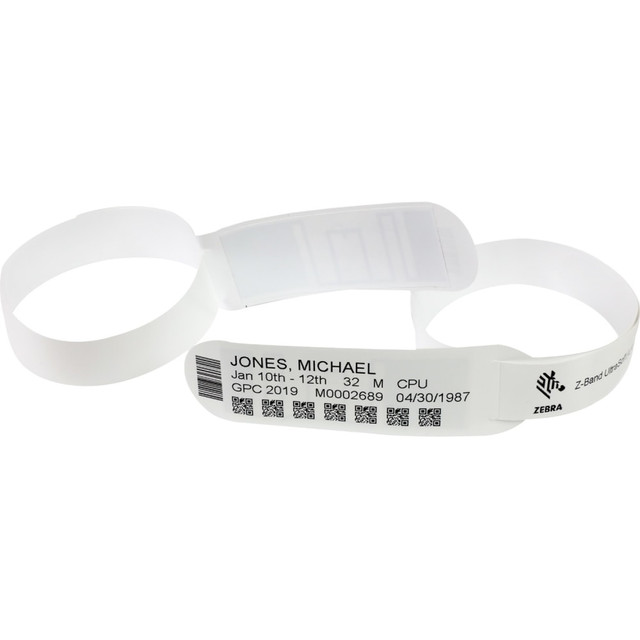 ZEBRA TECHNOLOGIES VTI, INC. 10015355K Zebra Z-Band UltraSoft Wristband Cartridge Kit, 1in x 11in, Rectangle, White, 175 Per Roll, Case Of 6 Rolls ZEBRA TECHNOLOGIES VTI, INC. 10015355K Zebra Z-Band UltraSoft Wristband Cartridge Kit, 1in x 11in, Rectangle, White, 175 Per Roll, Case Of 6 Rolls