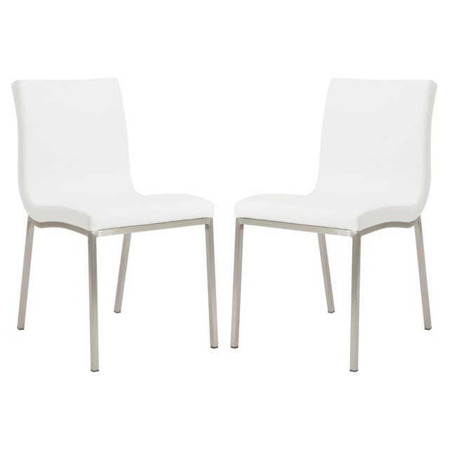 EURO STYLE, INC. Eurostyle 80960WHT  Scott Side Chairs, White/Brushed Steel, Set Of 2 Chairs