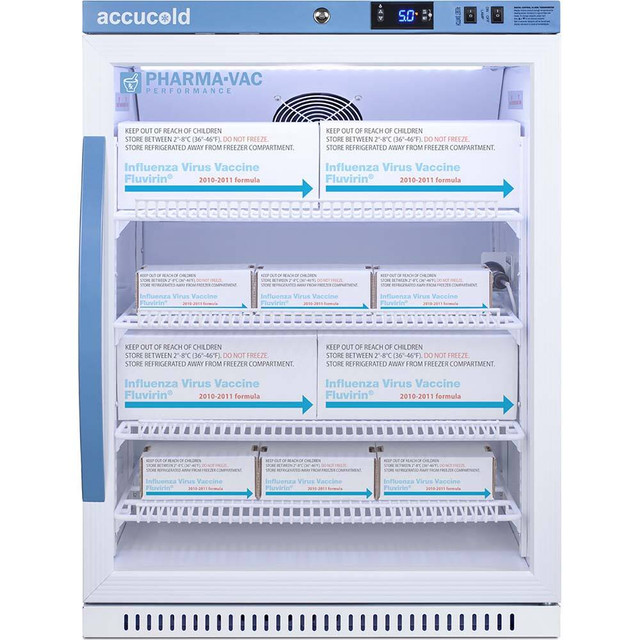 Accucold Pharmacy Medical-Laboratory Refrigerator: 6 cu ft Capacity, 2 to 8 &deg; C, 23-3/8" OAW, 24-3/8" OAD, 31-3/4" OAH ARG61PVBIADA