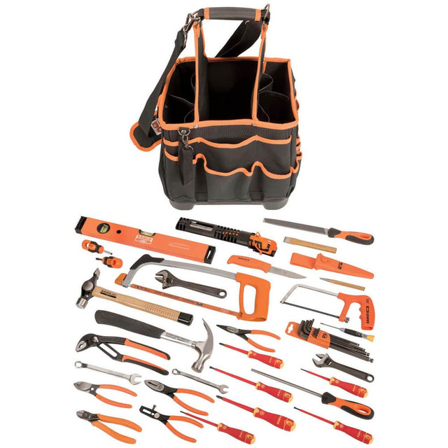 Bahco 4750FB312TS4 Combination Hand Tool Sets; Set Type: Electrician ; Number Of Pieces: 35 ; Measurement Type: Inch & Metric ; Tool Finish: Chrome ; Container Type: Tool Bag ; Tether Style: Tether Ready