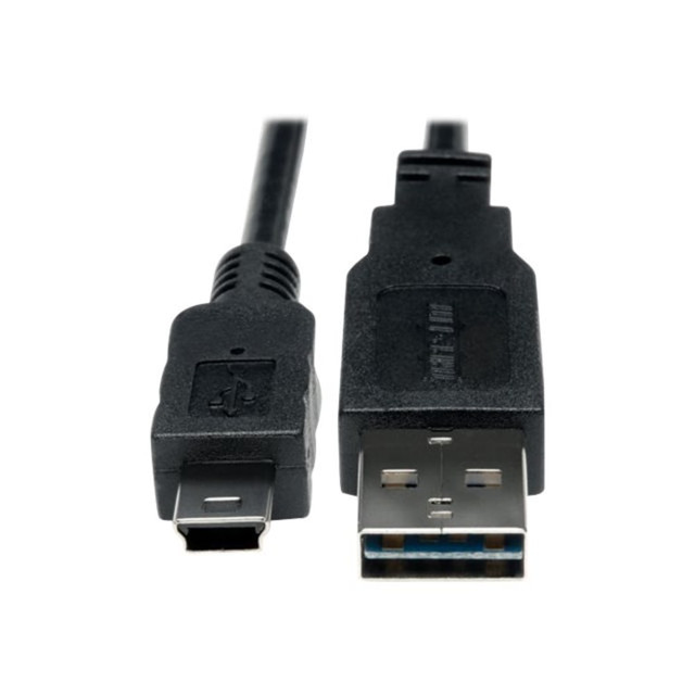 TRIPP LITE UR030-06N Eaton Tripp Lite Series Universal Reversible USB 2.0 Cable (Reversible A to 5Pin Mini B M/M), 6-in. (15.24 cm) - USB cable - mini-USB Type B (M) to USB (M) - USB 2.0 - 5.9 in - molded, reversible A connector - black