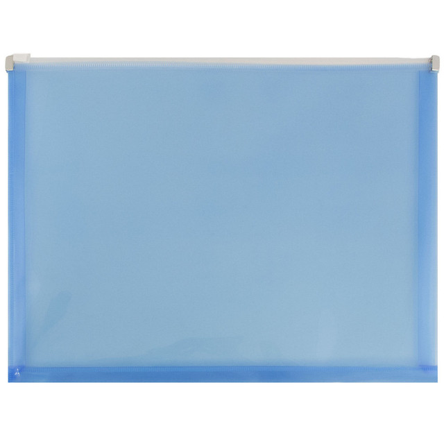 JAM PAPER AND ENVELOPE JAM Paper 218Z1BU  Plastic Envelopes, Zipper Closure, Letter-Size, 9 3/4in x 13in, Blue, Pack Of 12