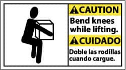 AccuformNMC Accident Prevention Sign: Rectangle, "Caution, Bend knees while lifting. Doble las rodillas mientras levanta." CBA12P
