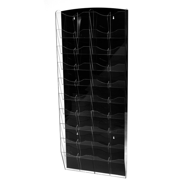 ADIR CORP. Alpine ADI640-5120-BLK  Hanging Magazine Rack With Adjustable Pockets, 51inH x 20inW x 4inD, Black/Clear