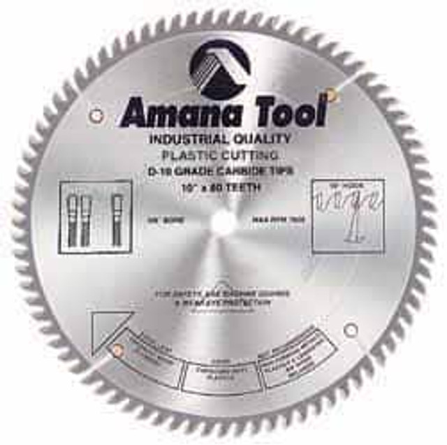 Amana Tool LB10801 Wet & Dry Cut Saw Blade: 10" Dia, 5/8" Arbor Hole, 0.1" Kerf Width, 80 Teeth