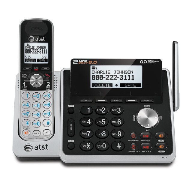 VTECH HOLDINGS LTD TL88102 AT&T TL88102 DECT 6.0 Digital 2-Line Cordless Phone With Answering, Silver/Black VTECH HOLDINGS LTD TL88102 AT&T TL88102 DECT 6.0 Digital 2-Line Cordless Phone With Answering, Silver/Black