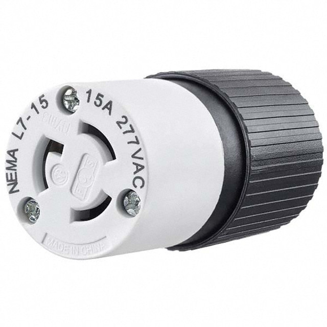 Bryant Electric 4779NC Locking Inlet: Connector, Industrial, L7-15R, 277V, Black & White