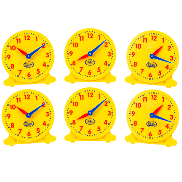 DIDAX, INC. DD-211550 Didax 5in Student Clocks, Multicolor, Grades 1-2, Set Of 6 Clocks DIDAX, INC. DD-211550 Didax 5in Student Clocks, Multicolor, Grades 1-2, Set Of 6 Clocks
