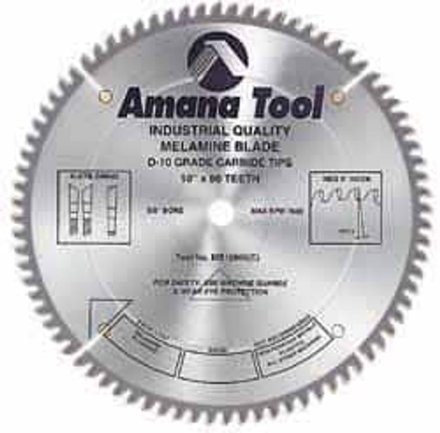 Amana Tool 610601 Wet & Dry Cut Saw Blade: 10" Dia, 5/8" Arbor Hole, 0.126" Kerf Width, 60 Teeth