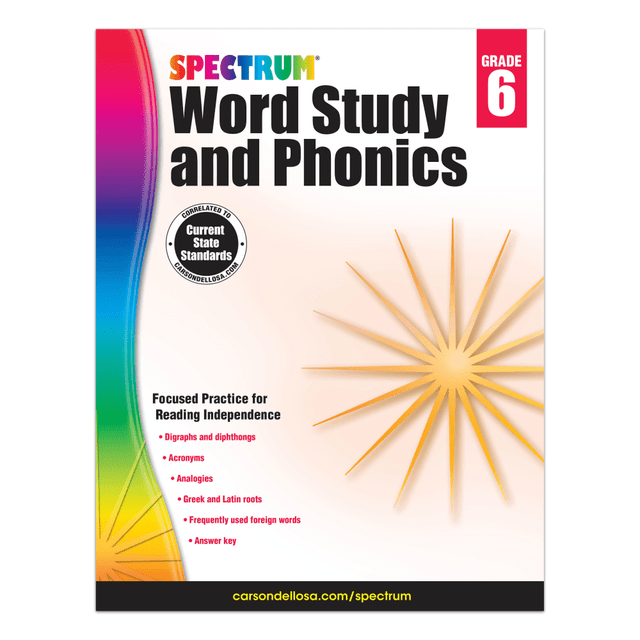 CARSON-DELLOSA PUBLISHING LLC 704609 Carson-Dellosa Spectrum Word Study And Phonics Workbook, Grade 6