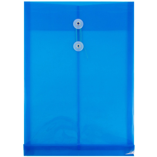 JAM PAPER AND ENVELOPE 119B1BU JAM Paper Open-End Plastic Envelopes, Legal-Size, 9 3/4in x 14 1/2in, Button & String Closure, Blue, Pack Of 12 JAM PAPER AND ENVELOPE 119B1BU JAM Paper Open-End Plastic Envelopes, Legal-Size, 9 3/4in x 14 1/2in, Button & String Closure, Blue, Pack Of 12