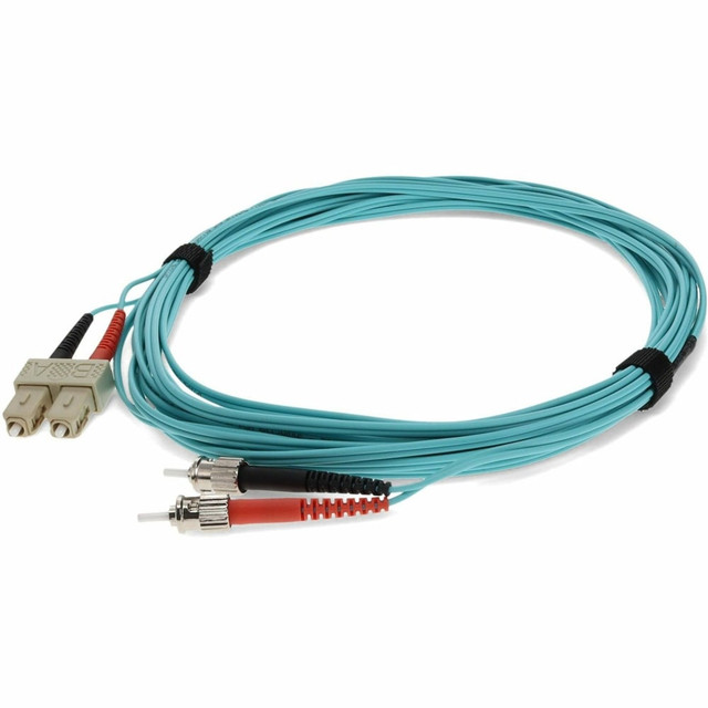 ADD-ON COMPUTER PERIPHERALS, INC. ADD-ST-SC-4M5OM4 AddOn 4m SC (Male) to ST (Male) Aqua OM4 Duplex Fiber OFNR (Riser-Rated) Patch Cable - 100% compatible and guaranteed to work in OM4 and OM3 applications