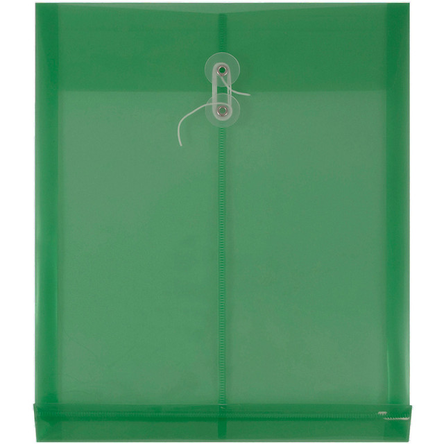JAM PAPER AND ENVELOPE 118B1GR JAM Paper Open-End Plastic Envelopes, Letter-Size, 9 3/4in x 11 3/4in, Button & String Closure, Green, Pack Of 12 JAM PAPER AND ENVELOPE 118B1GR JAM Paper Open-End Plastic Envelopes, Letter-Size, 9 3/4in x 11 3/4in, Button & String Closure, Green, Pack Of 12
