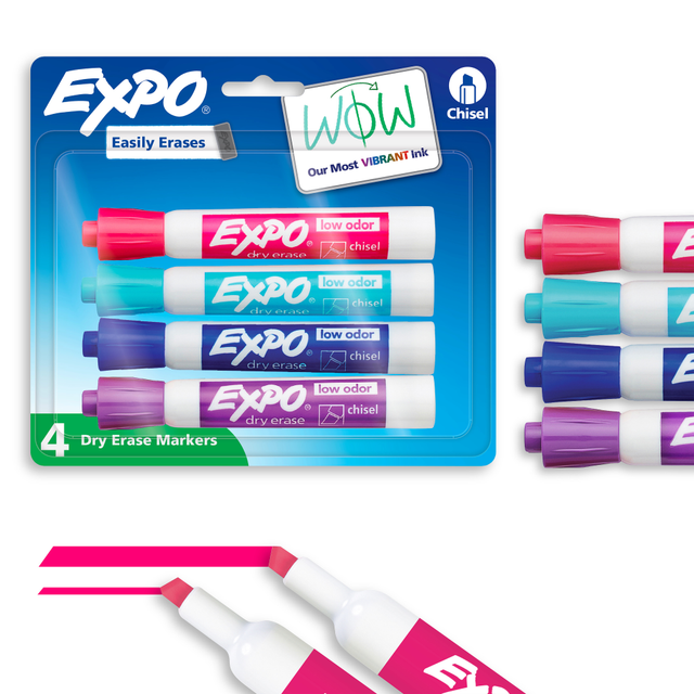 NEWELL BRANDS INC. 1927523 EXPO Low-Odor Dry-Erase Markers, Chisel Point, Pastel Colors, Pack Of 4