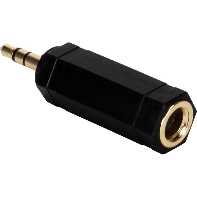 QVS, INC. QVS CC399PS-MF  3.5mm Male to 1/4 Female Audio Stereo Adaptor - 1 Pack - 1 x Mini-phone Stereo Audio Male - 1 x 6.35mm Stereo Audio Female - Black