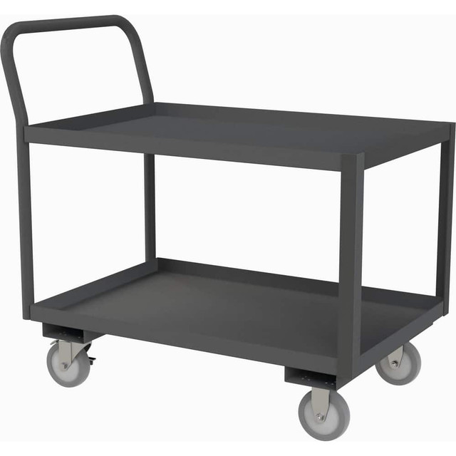 Durham LDO-2436-2-ALU- Carts; Cart Type: Low Deck Service Truck ; Caster Configuration: Rigid & Swivel ; Caster Mount Type: Replaceable ; Brake Type: Side Brake ; Width (Inch): 24-1/4 ; Assembly: Comes Assembled