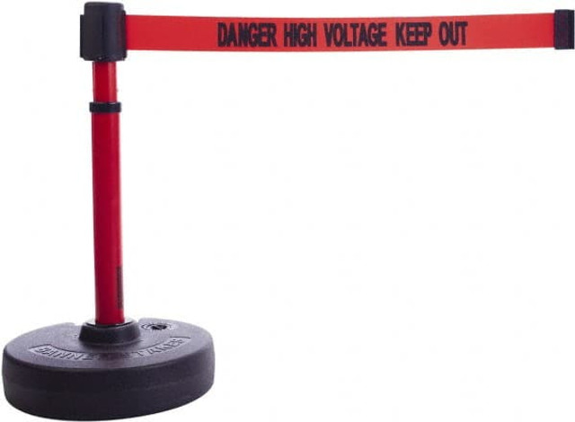 Banner Stakes PL4096 Free Standing Barrier Base, Receiver Head & Stanchion Post: 22 to 42" High, 2-3/8" Dia, Plastic Post