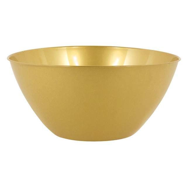 AMSCAN CO INC 432344.19 Amscan 2-Quart Plastic Bowls, 3-3/4in x 8-1/2in, Gold, Set Of 8 Bowls