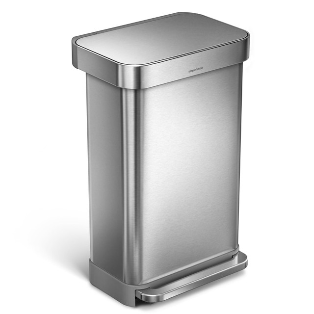 SIMPLEHUMAN LLC CW2024 simplehuman Rectangular Step Can With Liner Pocket, 12 Gallons, Brushed Stainless Steel