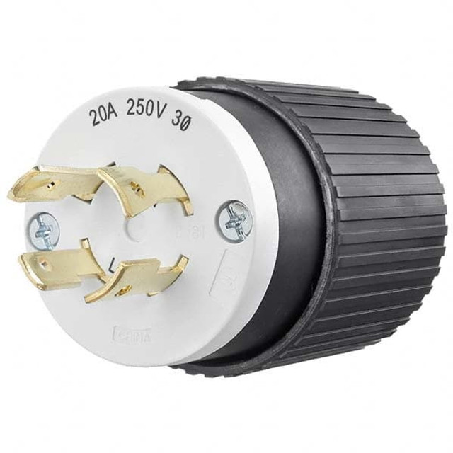 Bryant Electric 71520NP Locking Inlet: Plug, Industrial, L15-20P, 250V, Black & White