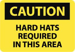 AccuformNMC Accident Prevention Sign: Rectangle, "Caution, HARD HATS REQUIRED IN THIS AREA" C392RB