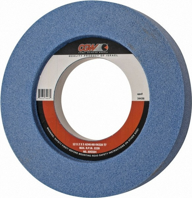 CGW Abrasives 34436 Surface Grinding Wheel: 12" Dia, 2" Thick, 5" Hole, 46 Grit, H Hardness