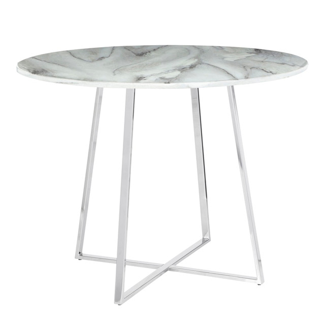 LUMISOURCE, LLC DT-COSMO2 WMB LumiSource Cosmo Marble Dining Table, 31inH x 39-1/2inW x 39-1/2inD, White/Chrome LUMISOURCE, LLC DT-COSMO2 WMB LumiSource Cosmo Marble Dining Table, 31inH x 39-1/2inW x 39-1/2inD, White/Chrome