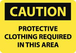 AccuformNMC Accident Prevention Sign: Rectangle, "Caution, PROTECTIVE CLOTHING REQUIRED IN THIS AREA" C396AB