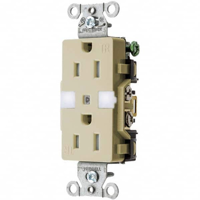 Bryant Electric DRS15NLI Straight Blade Duplex Receptacle: NEMA 5-15R, 15 Amps, Grounded
