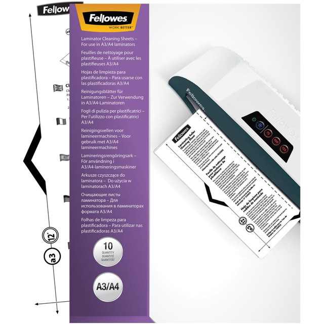 FELLOWES INC. FEL5320603 Fellowes FEL5320603 Laminator Cleaning Sheets, 11inH x 8-1/2inW, Pack Of 10 Sheets