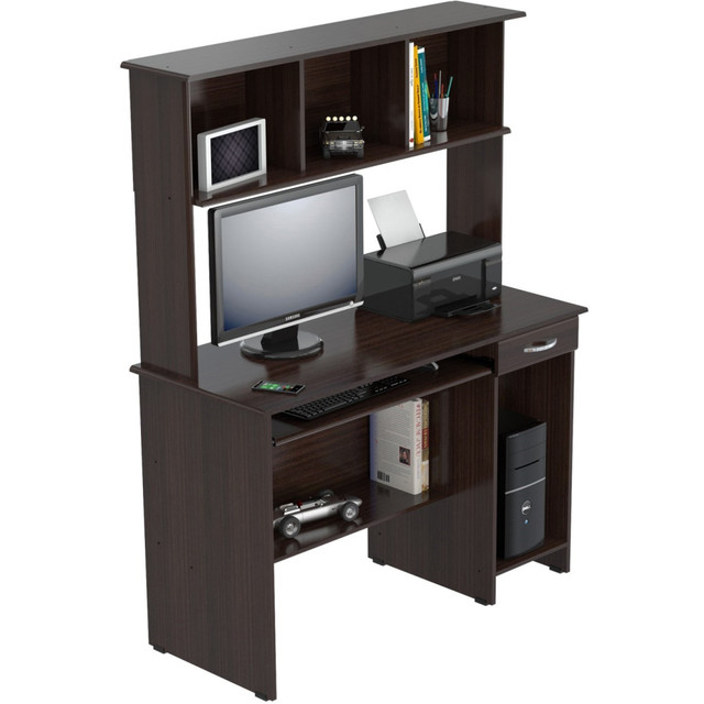 UNISAN Inval CC-2501S  Computer Workcenter With Hutch, Espresso-Wengue