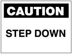 AccuformNMC Accident Prevention Sign: Rectangle, "Caution, STEP DOWN" C400AB