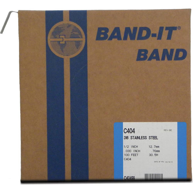 Band-It C40499 Band Clamps; Clamp Type: Banding ; Material: Stainless Steel ; Number of Pieces: 1 ; Material Grade: 316 ; Includes: 100/Roll ; System Of Measurement: Decimal Inch