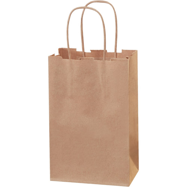 B O X MANAGEMENT, INC. Partners Brand BGS101K  Paper Shopping Bags, 8 3/8inH x 5 1/4inW x 3 1/4inD, Kraft, Case Of 250