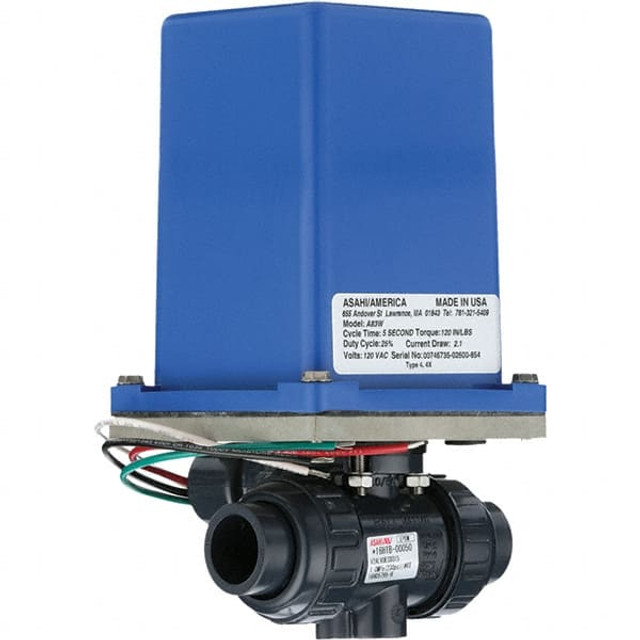 Asahi 2927012 Motorized Automatic Ball Valve: 1-1/4" Pipe, Chlorinated polyvinyl chloride