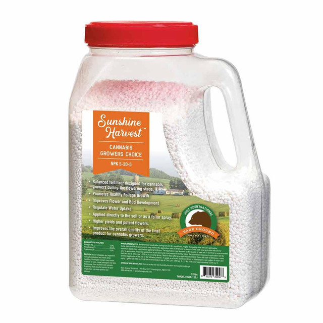 Bare Ground Solutions GSF-12SJ Garden & Pump Sprayer Accessories; Description: Sunshine Harvest NPK 5-20-5 fertilizer  12lb shaker jug ; Form: Granules ; Container Size (Lb.): 12 ; For Use With: Spreader ; Chemical Safe: Yes ; Type: Fertilizer