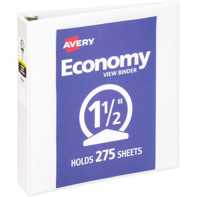 AVERY PRODUCTS CORPORATION 05721 Avery Economy View 3 Ring Binder, 1.5in Round Rings, White, 1 Binder