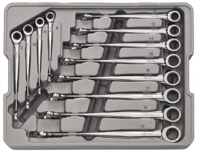 GEARWRENCH 85888 Combination Wrench Set: 12 Pc, 10 mm 11 mm 12 mm 13 mm 14 mm 15 mm 16 mm 17 mm 18 mm 19 mm 8 mm & 9 mm Wrench, Metric