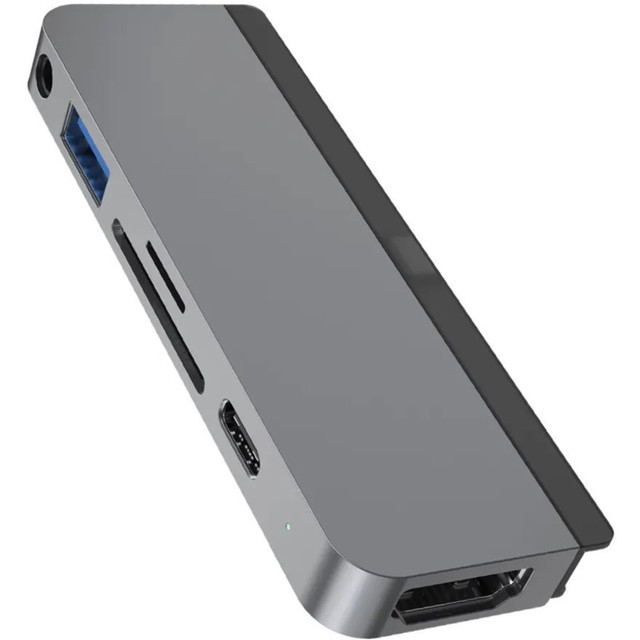 TARGUS, INC. HD319B-SILVER Targus Sanho HyperDrive 6-In-1 USB-C Hub, 4/10inH x 3-7/10inW x 1-3/10inD, Silver, 00GF61