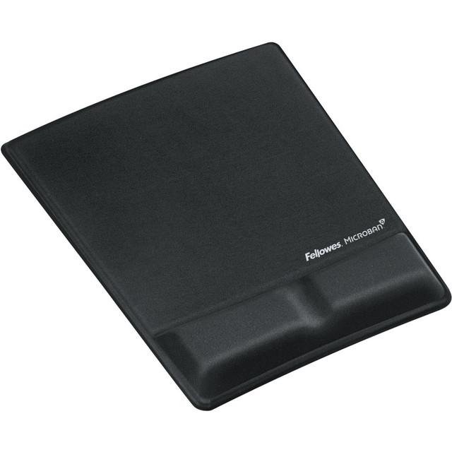 FELLOWES INC. 9181201 Fellowes Mouse Pad / Wrist Support with Microban Protection - 0.9in x 8.3in x 9.9in Dimension - Black - Memory Foam, Jersey Cover