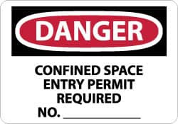 AccuformNMC Sign: Rectangle, "Danger - Confined Space - Entry Permit Required No.________" D488AB