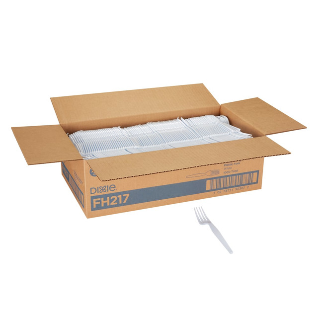 DIXIE FOODS FH217 Dixie Heavyweight Styrene Forks, White, Carton Of 1,000 DIXIE FOODS FH217 Dixie Heavyweight Styrene Forks, White, Carton Of 1,000