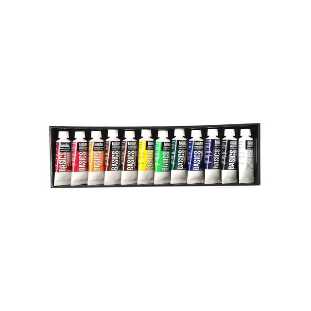 COLART FINE ART & GRAPHICS LTD. 101012 Liquitex Basics Value Series Acrylic Colors, 0.74 Oz, Assorted Colors, Set Of 12