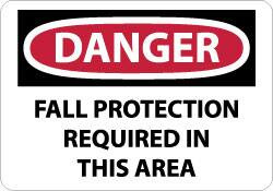 AccuformNMC Accident Prevention Sign: Rectangle, "Danger, FALL PROTECTION REQUIRED IN THIS AREA" D529AB