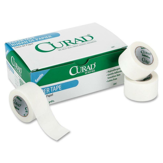 Curad MIINON270001  Paper Adhesive Tape, 1in x 10 Yd, White, Box Of 12