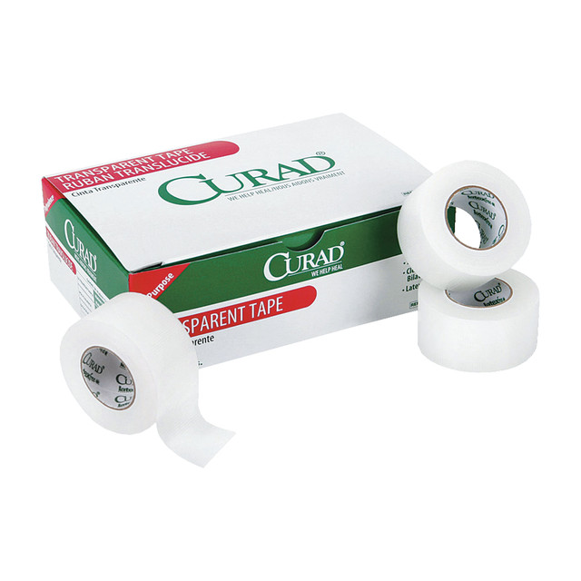 MEDLINE INDUSTRIES, INC. NON270201 CURAD Transparent Adhesive Tape, 1in x 10 Yd, White, Box Of 12 MEDLINE INDUSTRIES, INC. NON270201 CURAD Transparent Adhesive Tape, 1in x 10 Yd, White, Box Of 12