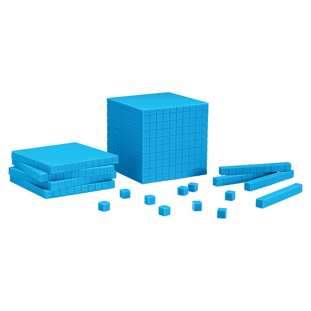 Hands-on set lets you quickly teach introductory math concepts  Set includes 100 individual units, 30 rods, 10 flats, 1 cube, teaching notes and a 112-page Base 10 Revised Book filled with useful information.  Great way to teach kids about math concepts, value and grouping.  Hands-on set allows students to easily visualize different quantities.  Useful for students of almost any age, from pre-K to college.