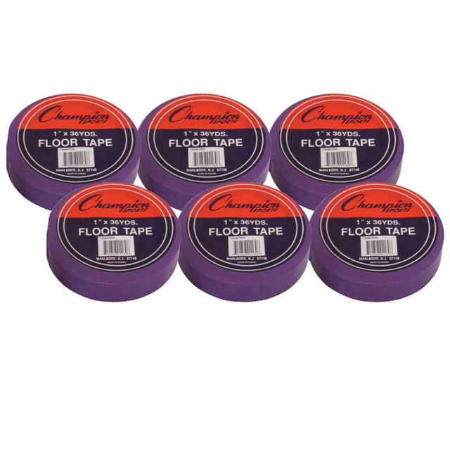 EDUCATORS RESOURCE CHS1X36FTPR-6 Champion Sports Floor Marking Tape, 1in x 36 yd., Purple, Pack Of 6 Rolls